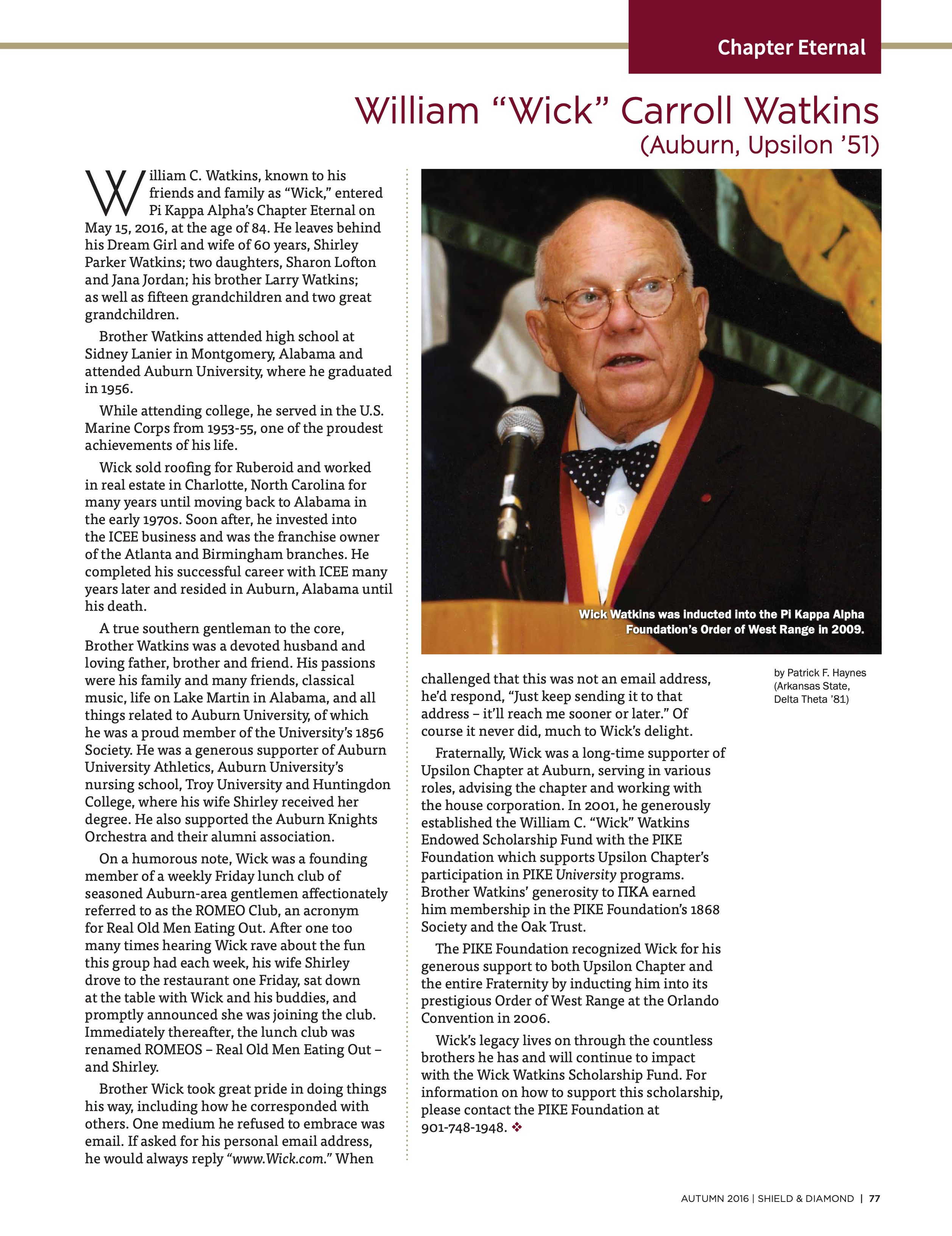 Chapter Eternal, Autumn 2016